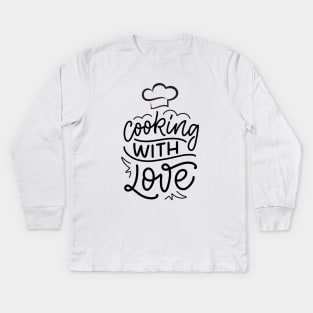 Cooking with love chef hat design Kids Long Sleeve T-Shirt